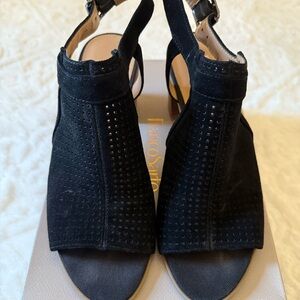 Franco Sarto Black Perforated Sandals